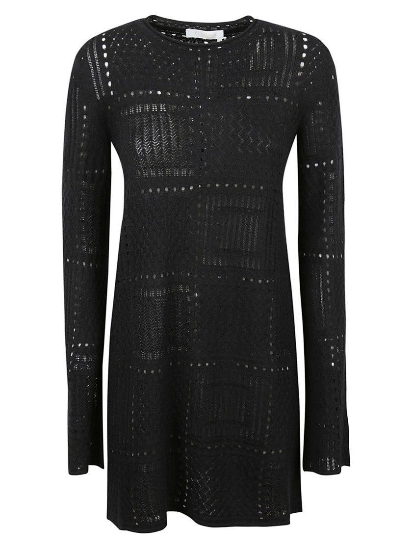 Chloé Refined Black Dress In Luxurious Wool-Cashmere-Silk Blend