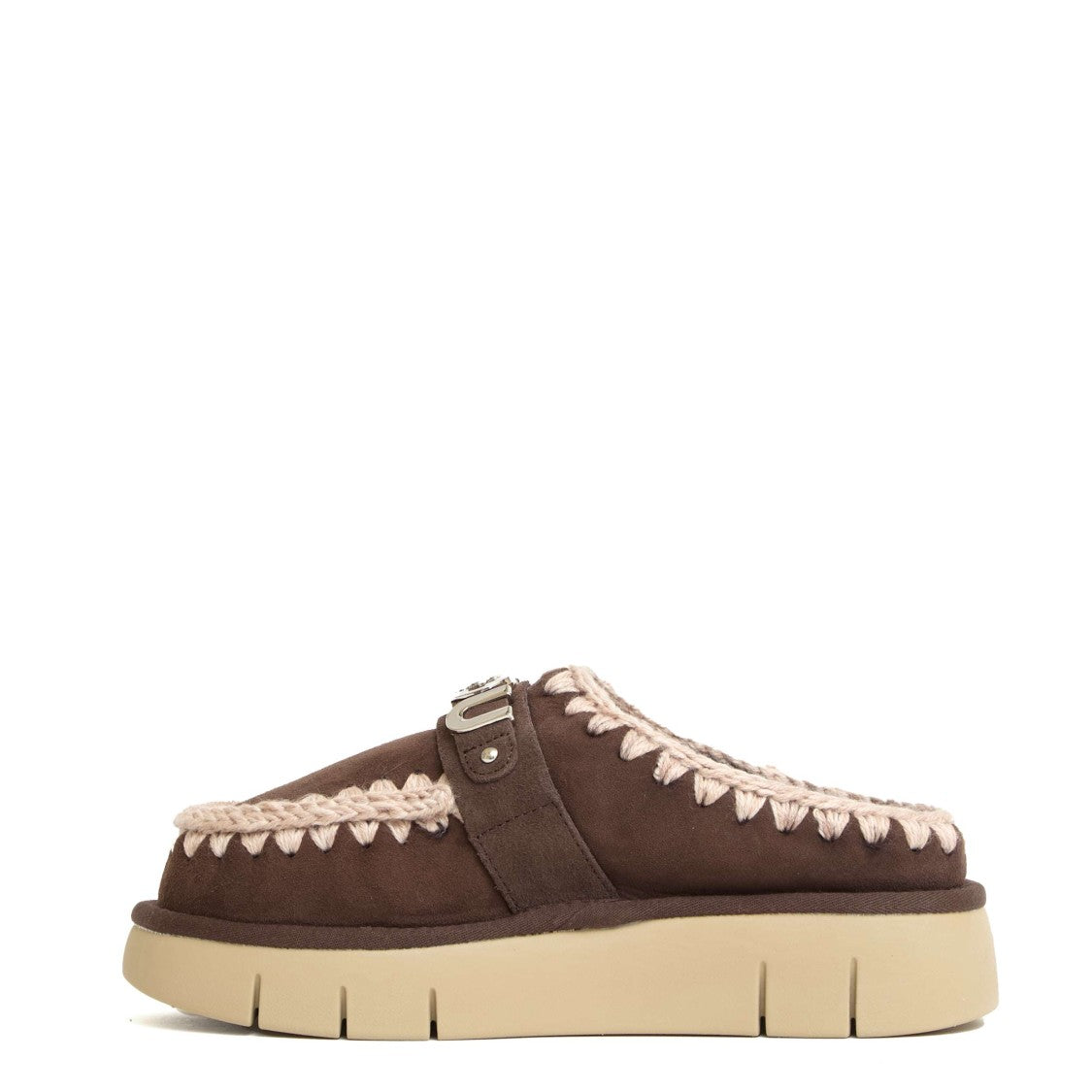 Mou Bounce Clog With Metal Logo And Shearling Insole