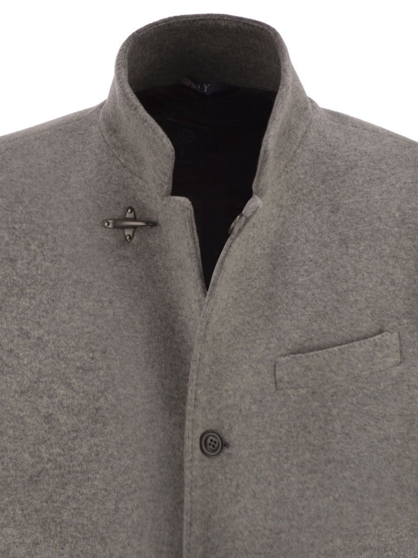 Fay Tailored Grey Wool Blend Coat
