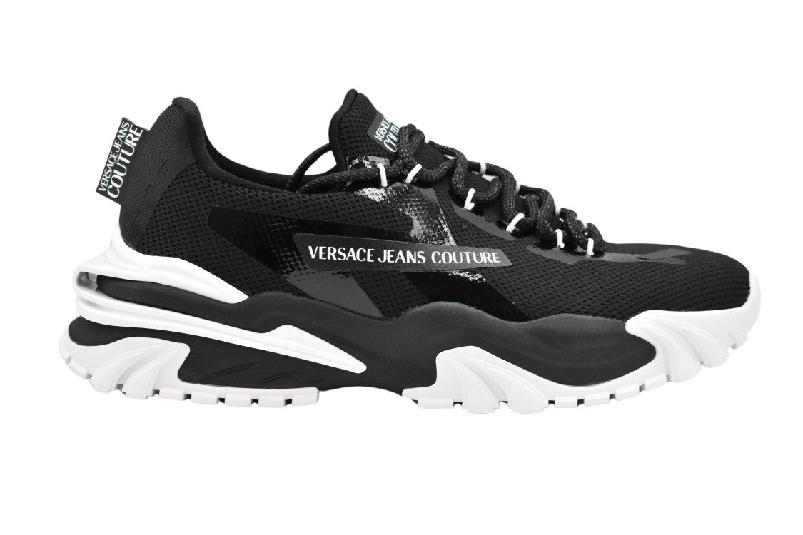 Versace Black And White Leather Sneakers