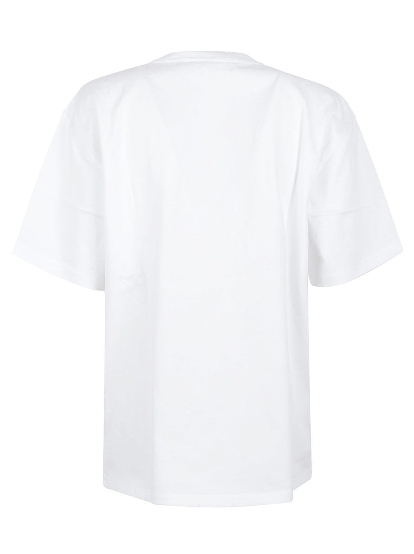 Ganni Embroidered White Short-Sleeved T-Shirt With Relaxed Fit