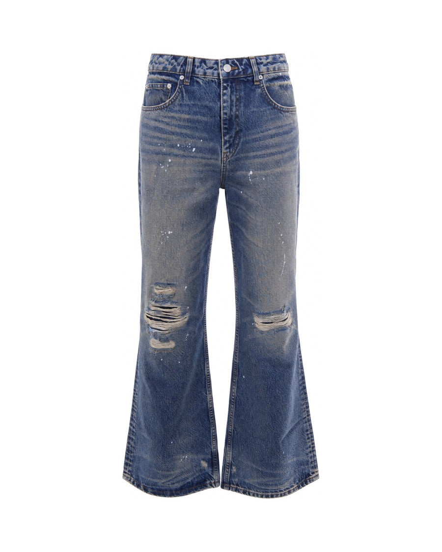 Flâneur Relaxed Paint Stains Stone-Washed Distressed Jeans