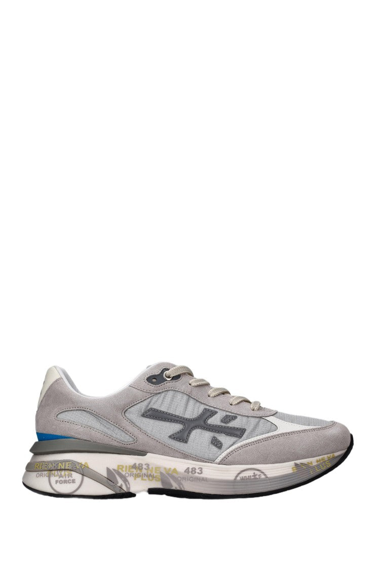 Premiata Leather And Canvas Trainers With Distinctive Branding