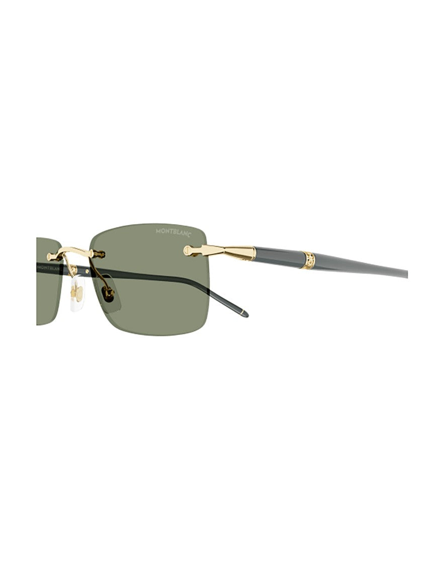 Montblanc Mb0344s Rimless Gold Green Sunglasses