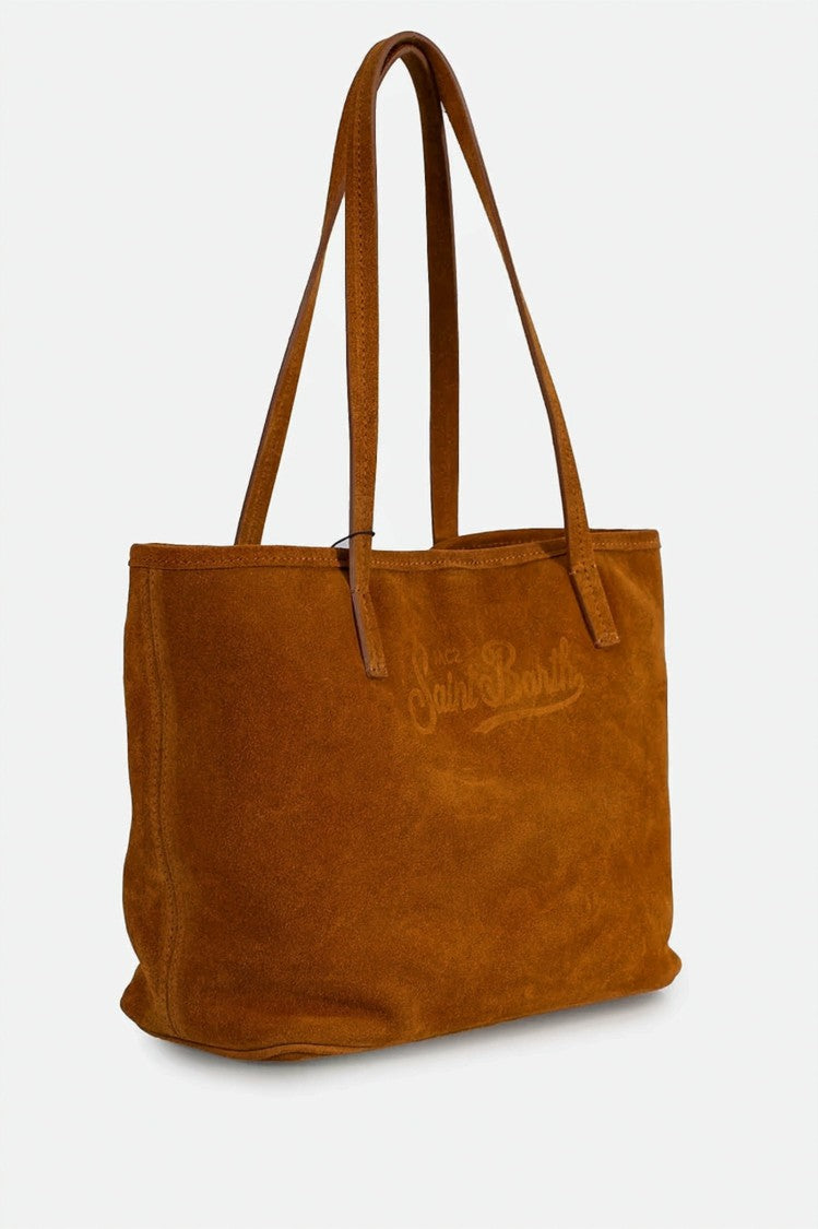 Mc2 Saint Barth Rectangular Suede Tote Bag With Embossed Logo