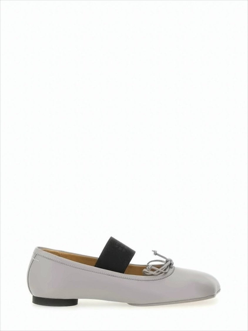 Mm6 By Maison Margiela Minimalist Grey Lambskin Flats With Bow Detail