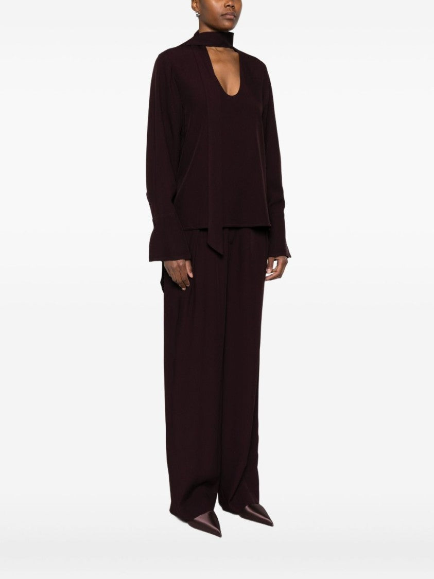 Raquel Diniz Bordeaux-Enhanced Blouse With Versatile Nektie Detail