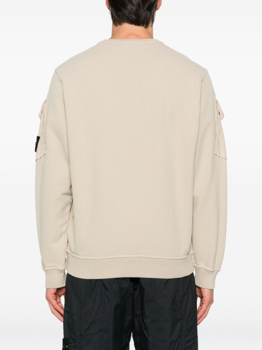 Stone Island Relaxed Fit Beige Sweatshirt With Flap Pockets