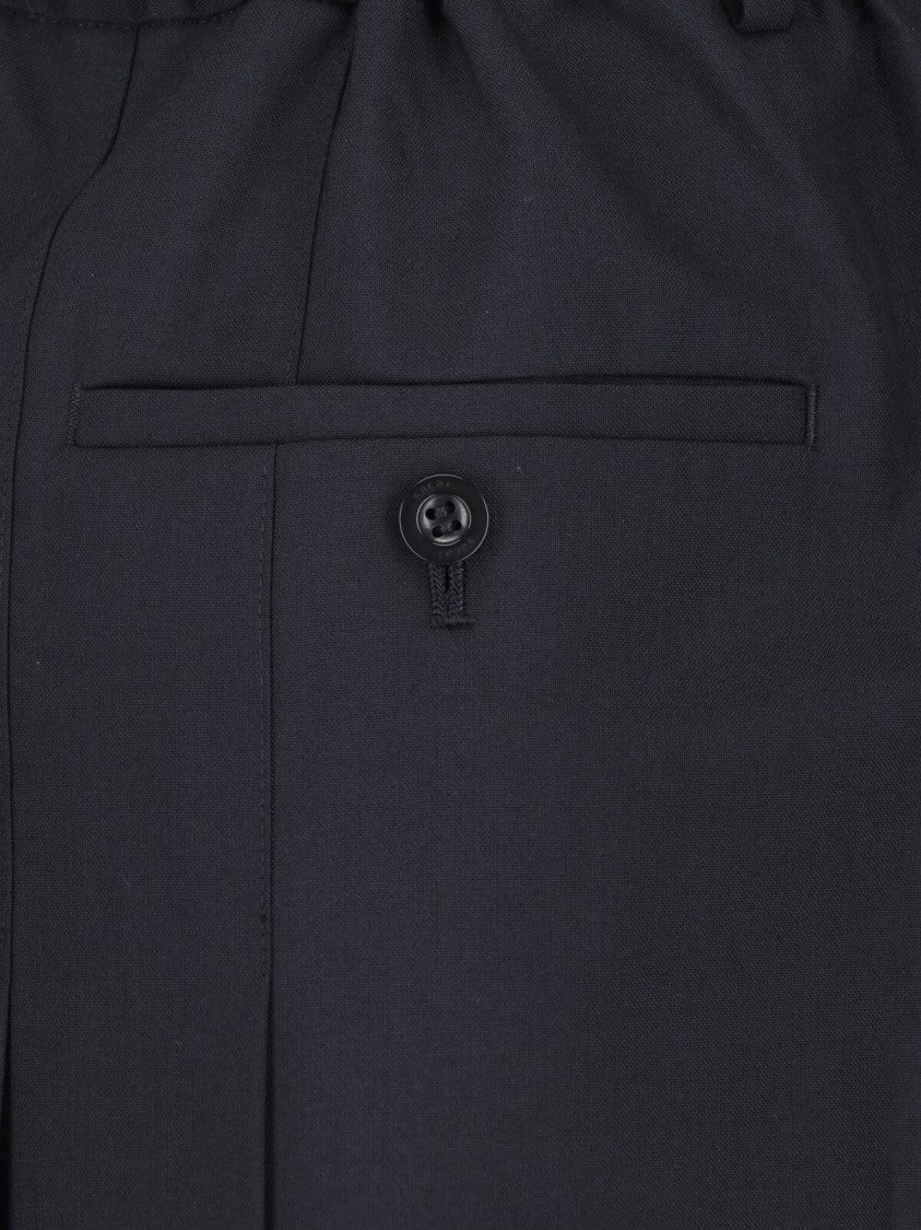 Sacai Black Wool-Blend Belted Shorts