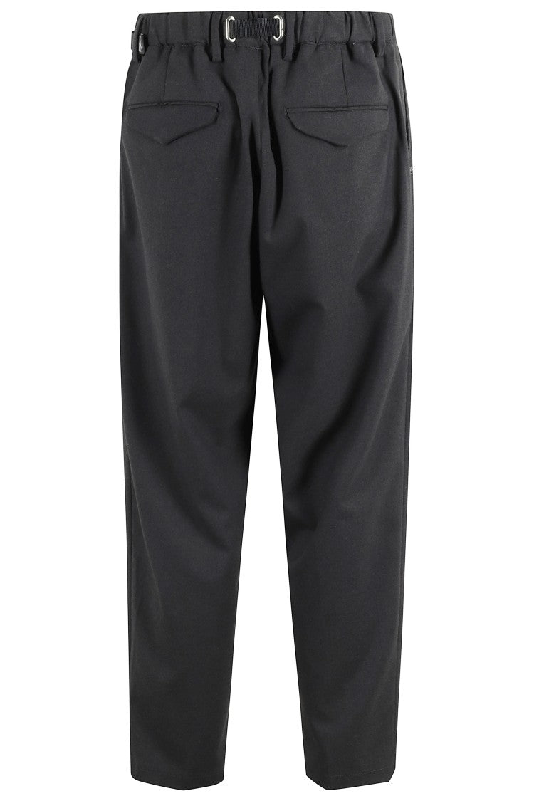 White Sand Relaxed Fit Pants With Adjustable Waistband And Flap Pockets