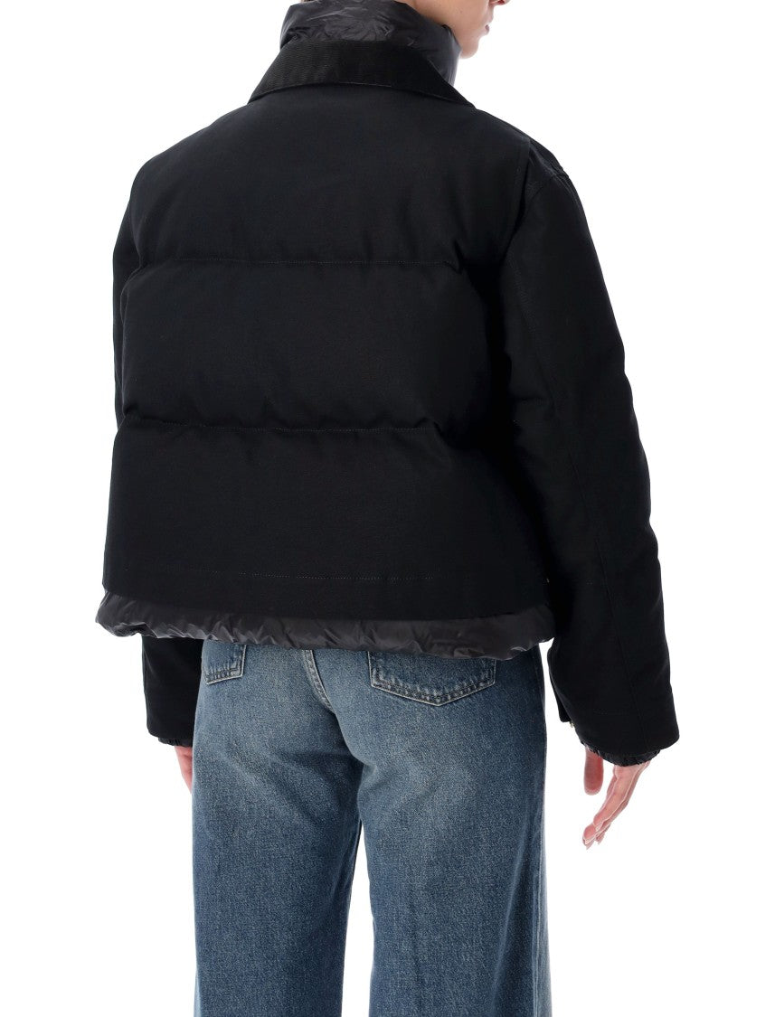 Sacai X Carhartt Wip Cropped Puffer Jacket With Corduroy Collar
