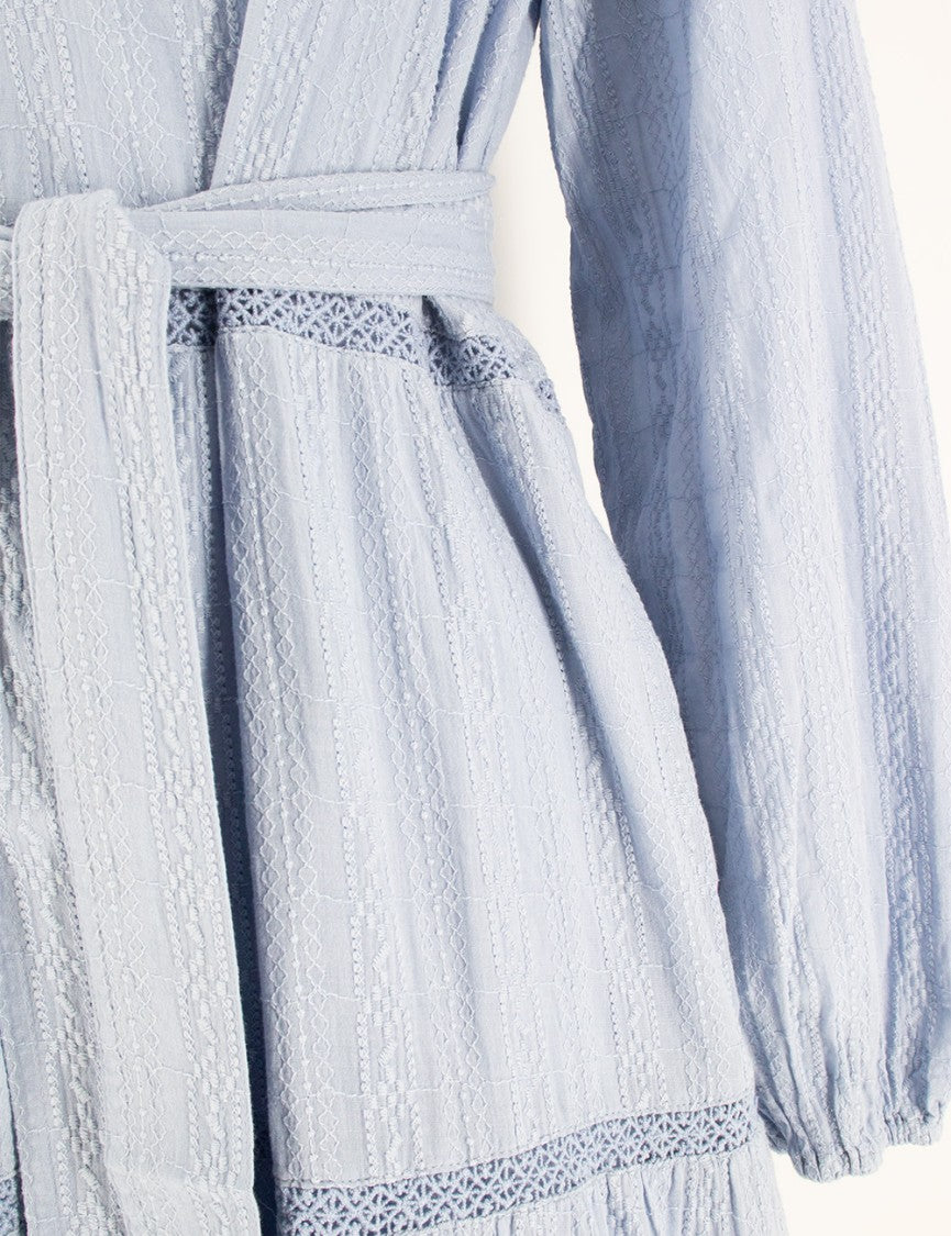 Mc2 Saint Barth Striped Tiered Maxi Dress With Wide Neckline