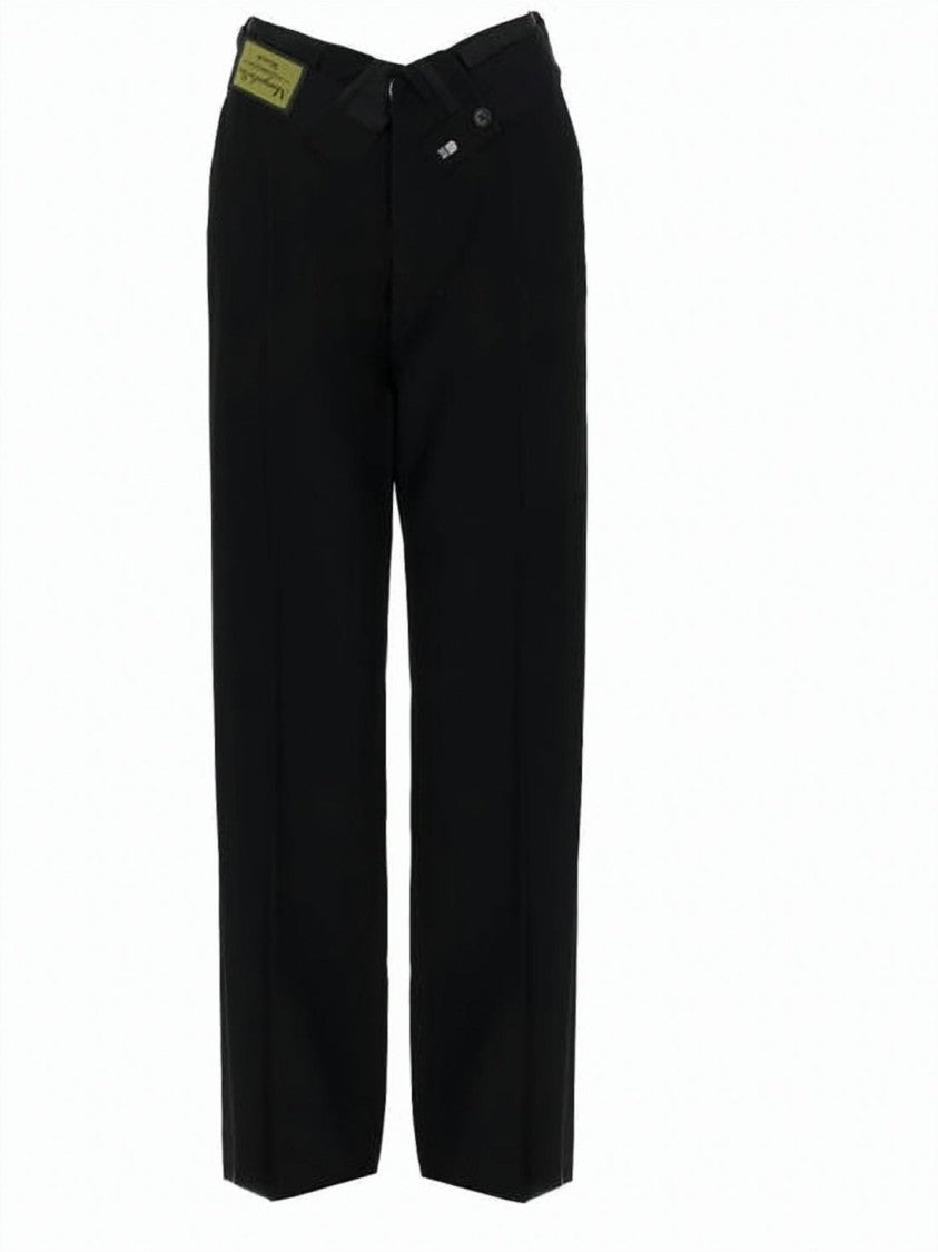 Mm6 By Maison Margiela Straight-Leg Tailored Pants With Asymmetrical Waistband