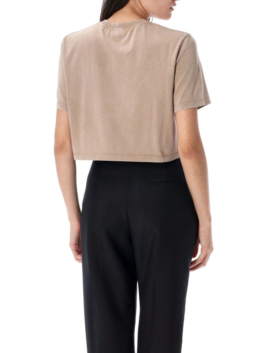Fendi Cropped T-Shirt With Embossed Logo