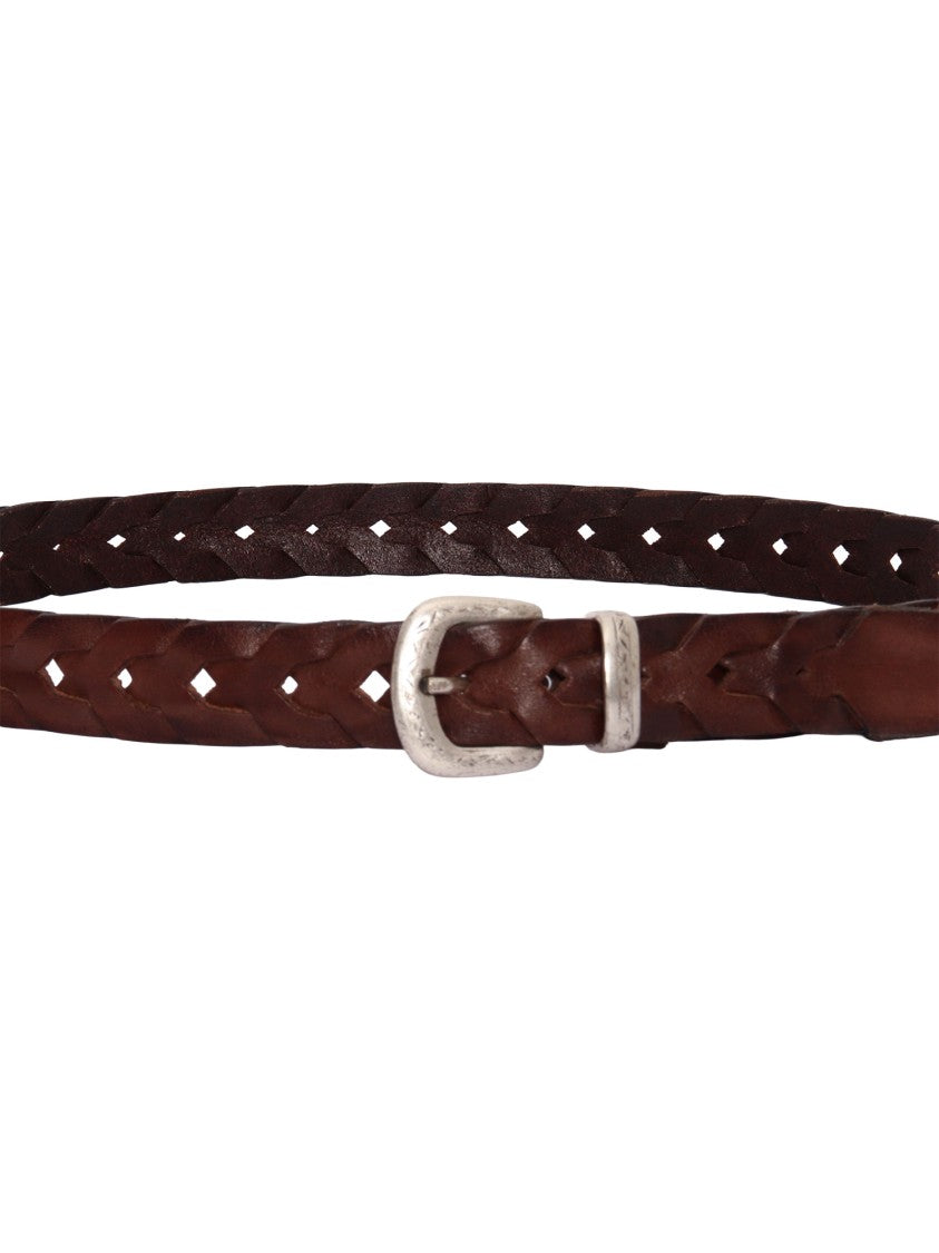 Alberto Luti Braided Leather Silver Buckle Belt