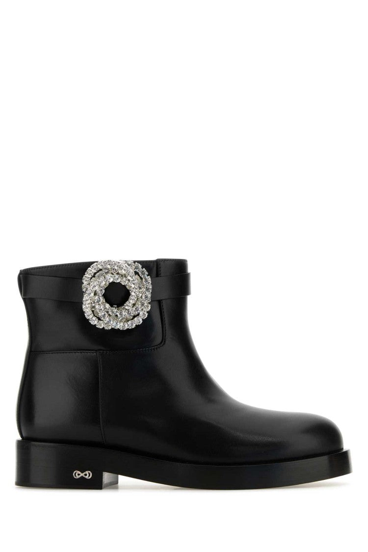 Mach & Mach Black Leather Galaxy Ankle Boots