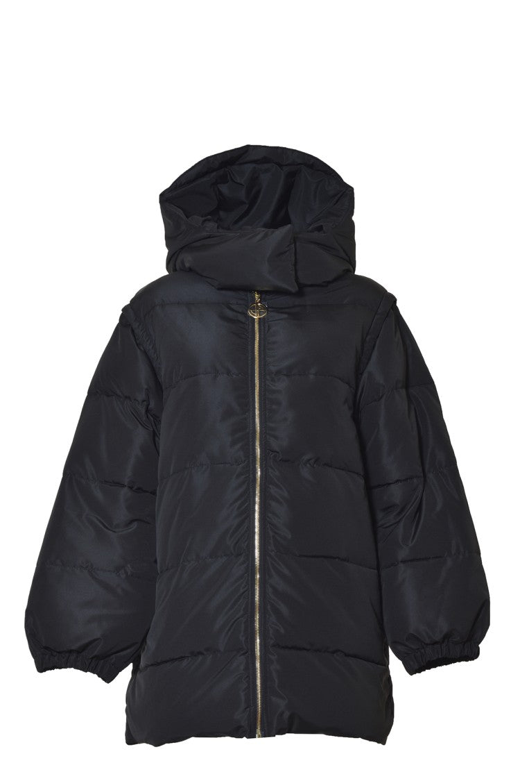 Patou Long Nylon Hooded Down Jacket - Black