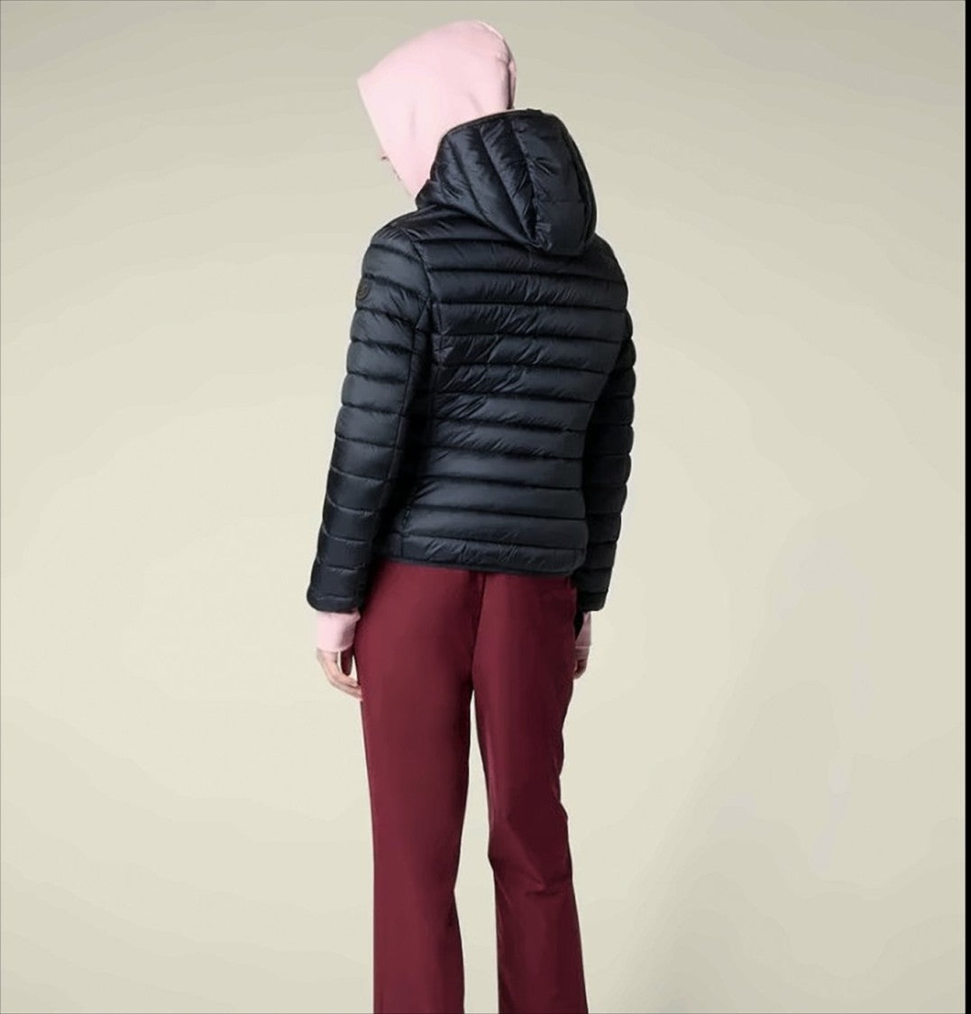 Save The Duck Hooded Short Coat With Gold-Tone Zipper