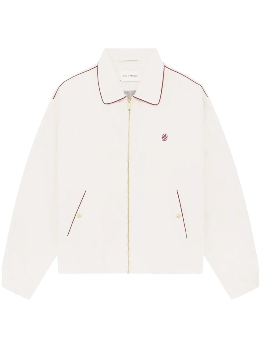 Drôle De Monsieur Beige Zip-Up Jacket With Embroidered Details