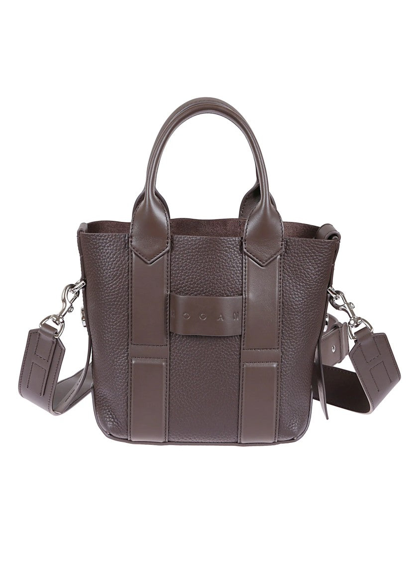 Hogan Structured Brown Calfskin Shopping Bag
