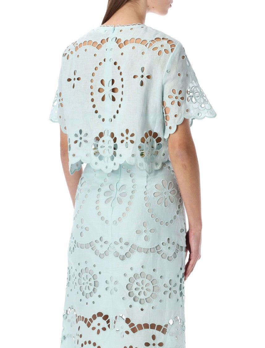 Zimmermann Awaken Light Blue Broderie Anglaise Top