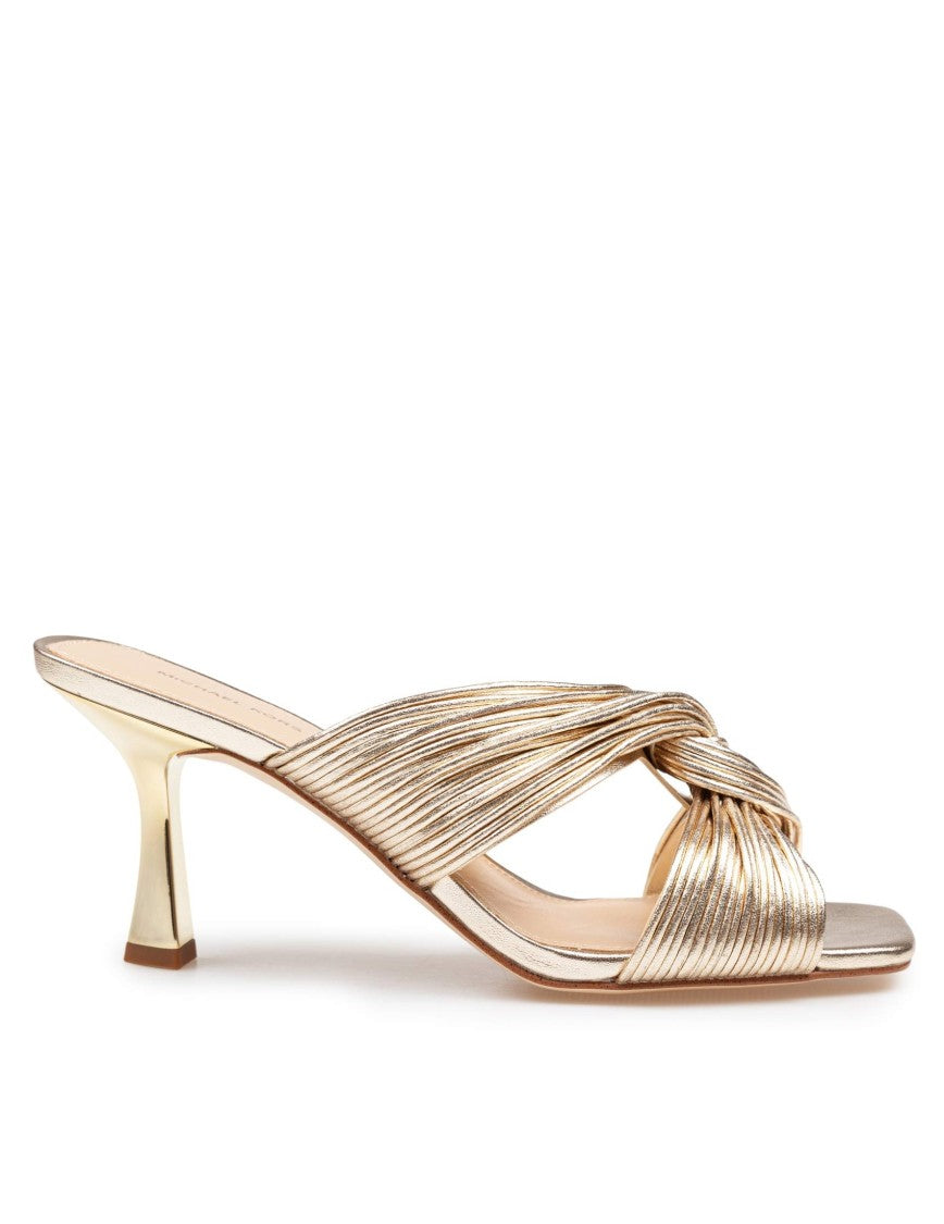 Michael Kors Twisted Strap Metallic Leather Mule