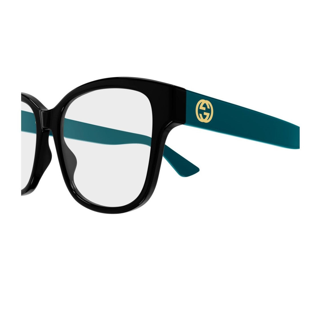 Gucci Black Blue Injected Frame Square Sunglasses