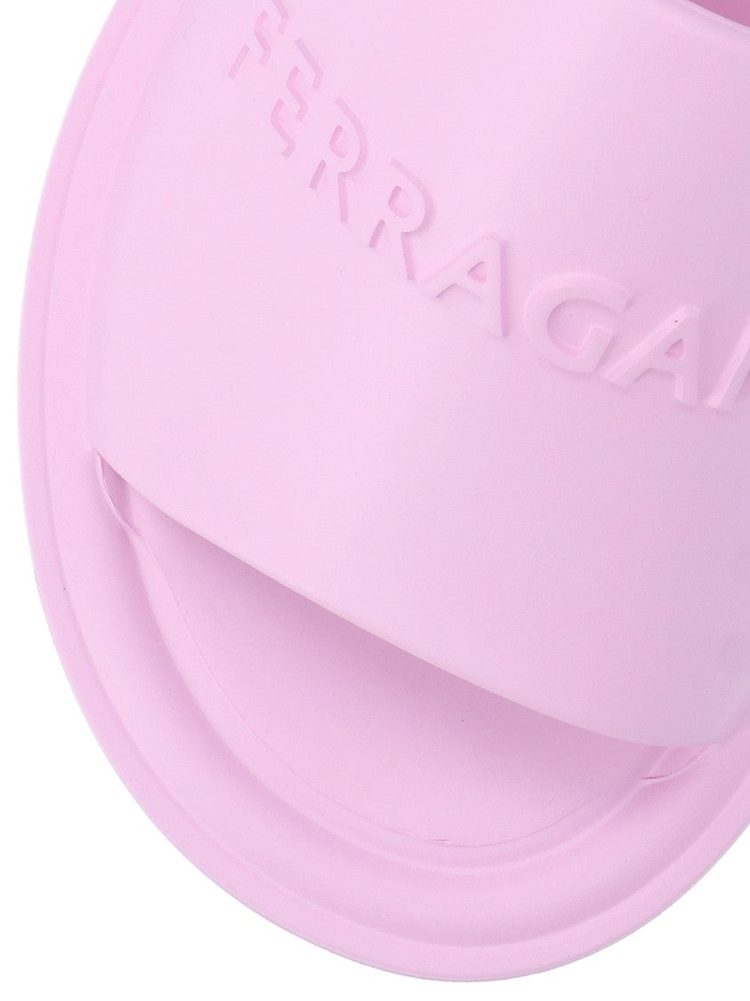 Ferragamo Pink Rubber Logo Sandals
