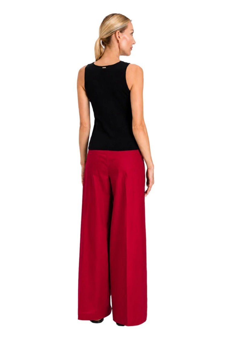Twin-Set High-Waist Wide-Leg Pants With Pleated Front Detail