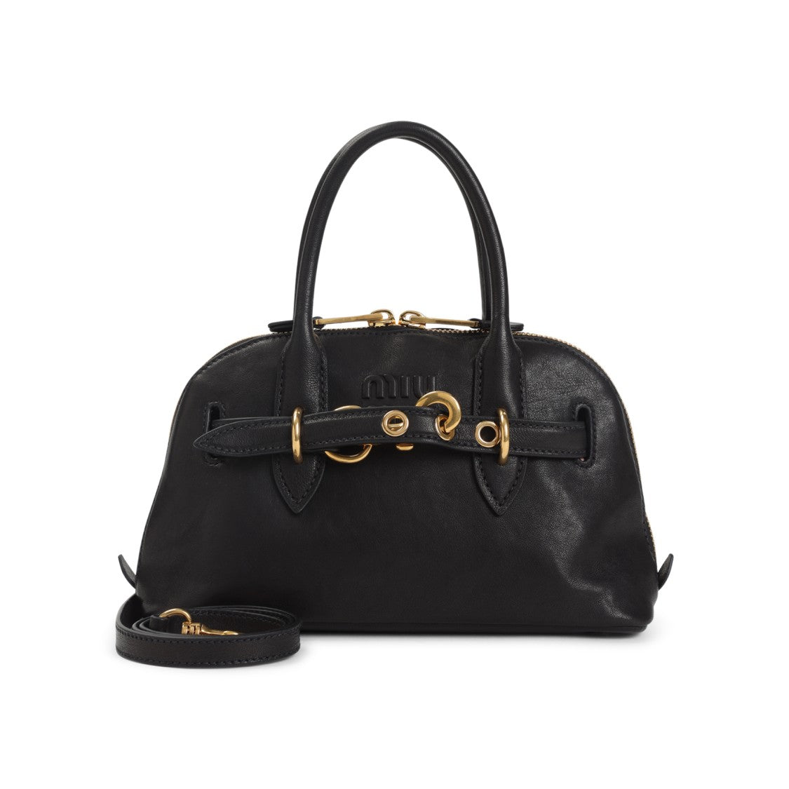 Miu Miu Black Lamb Leather Shoulder Bag With Versatile Strap