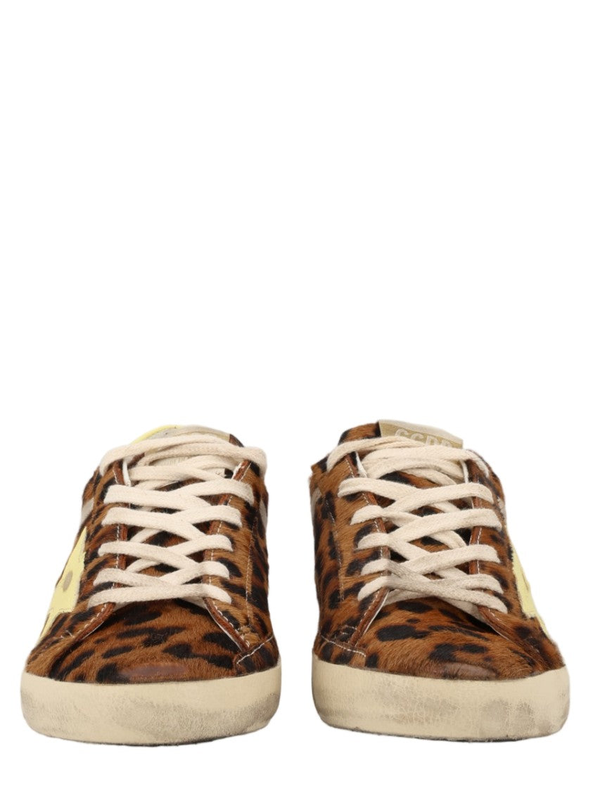 Golden Goose Super-Star Leopard Print Leather Sneakers