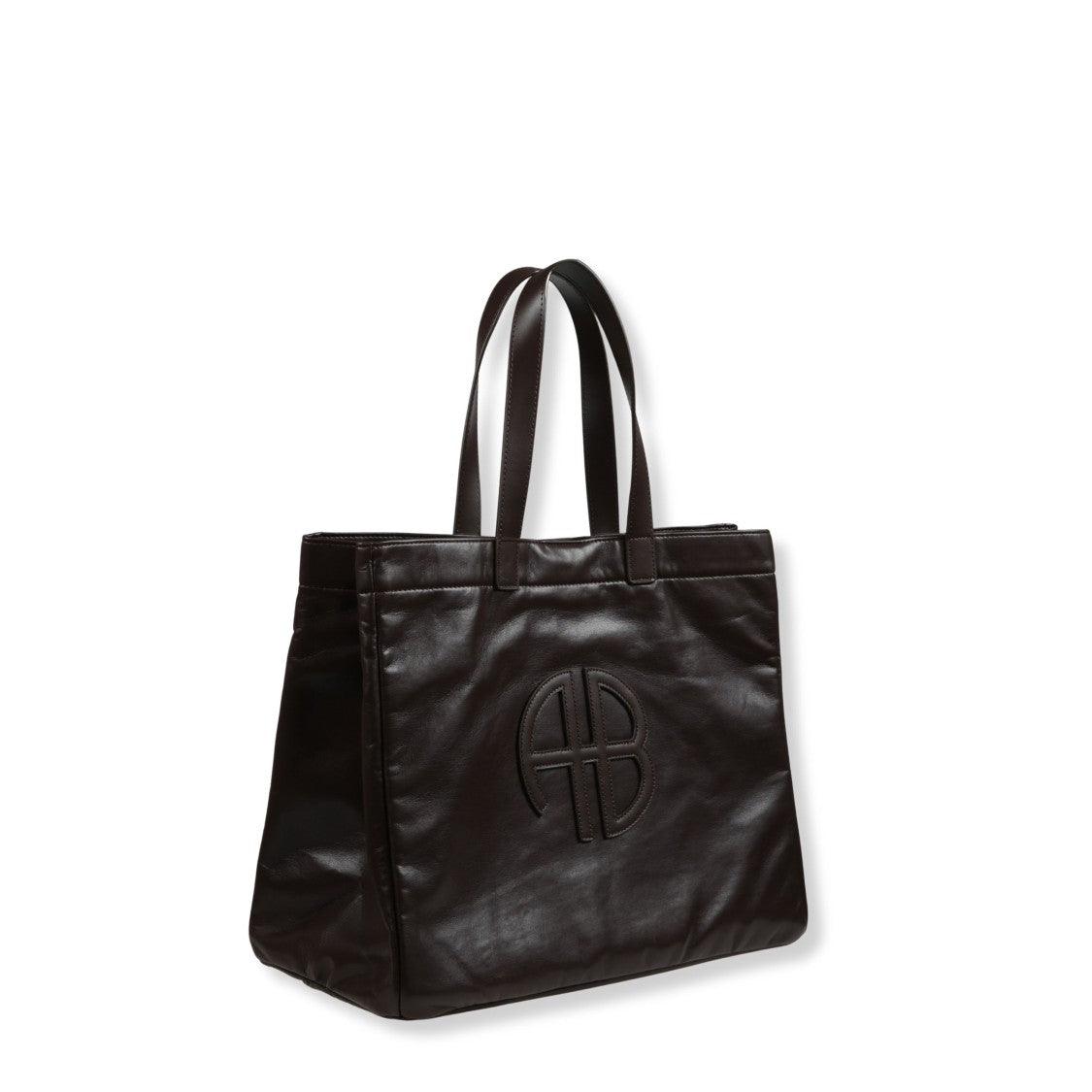 Anine Bing Spacious Dark Brown Recycled Leather Tote Bag