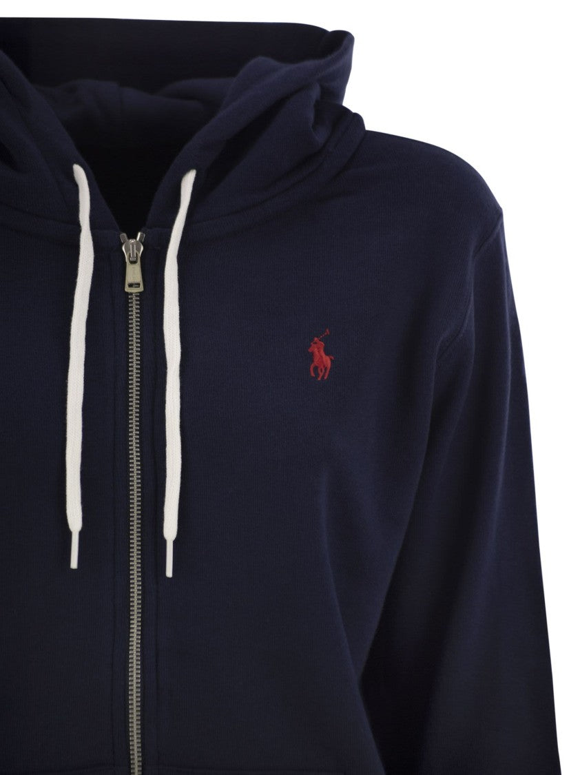 Polo Ralph Lauren Hooded Fleece Zip-Up Top With Embroidered Logo