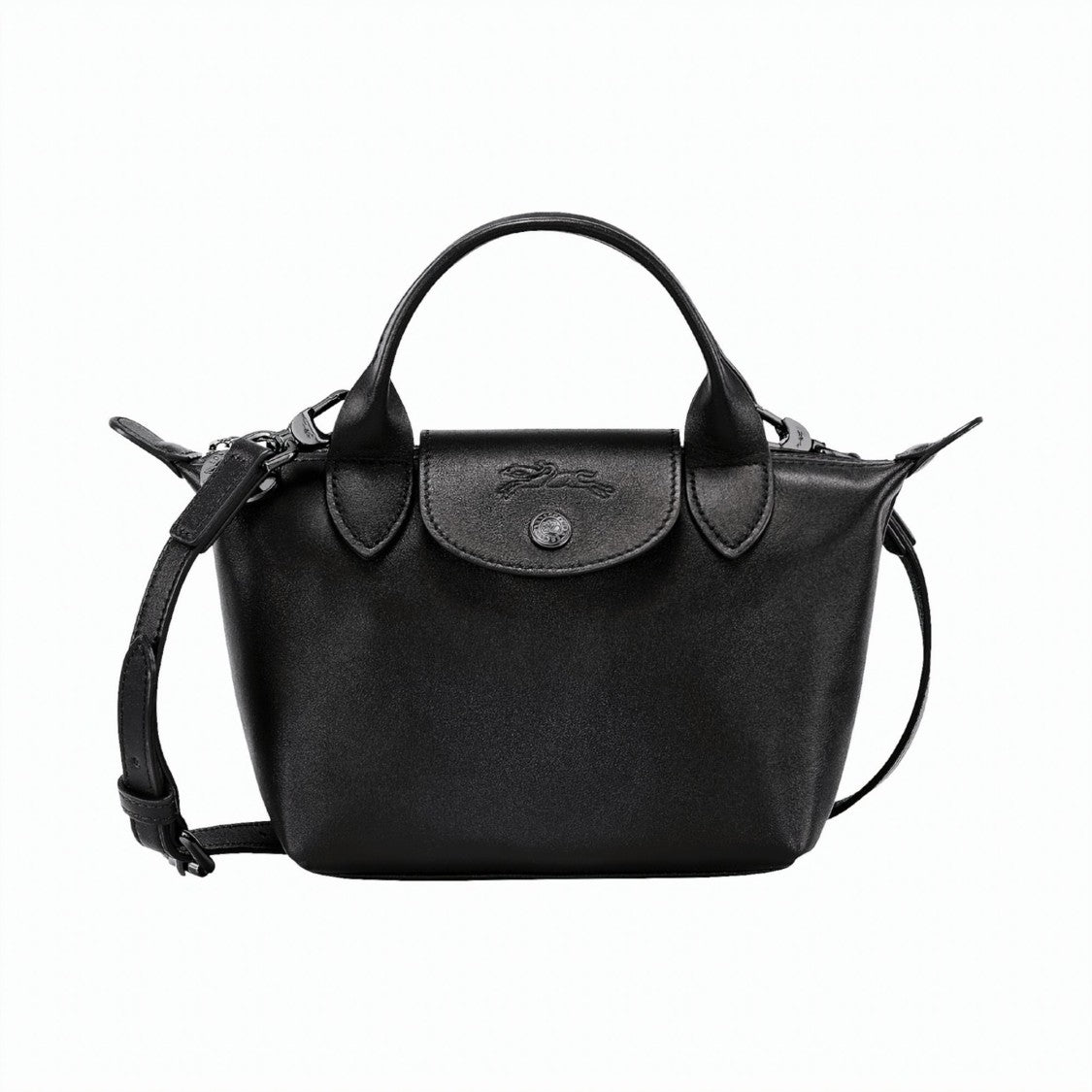Longchamp Structured Black Calf Leather Mini Handbag