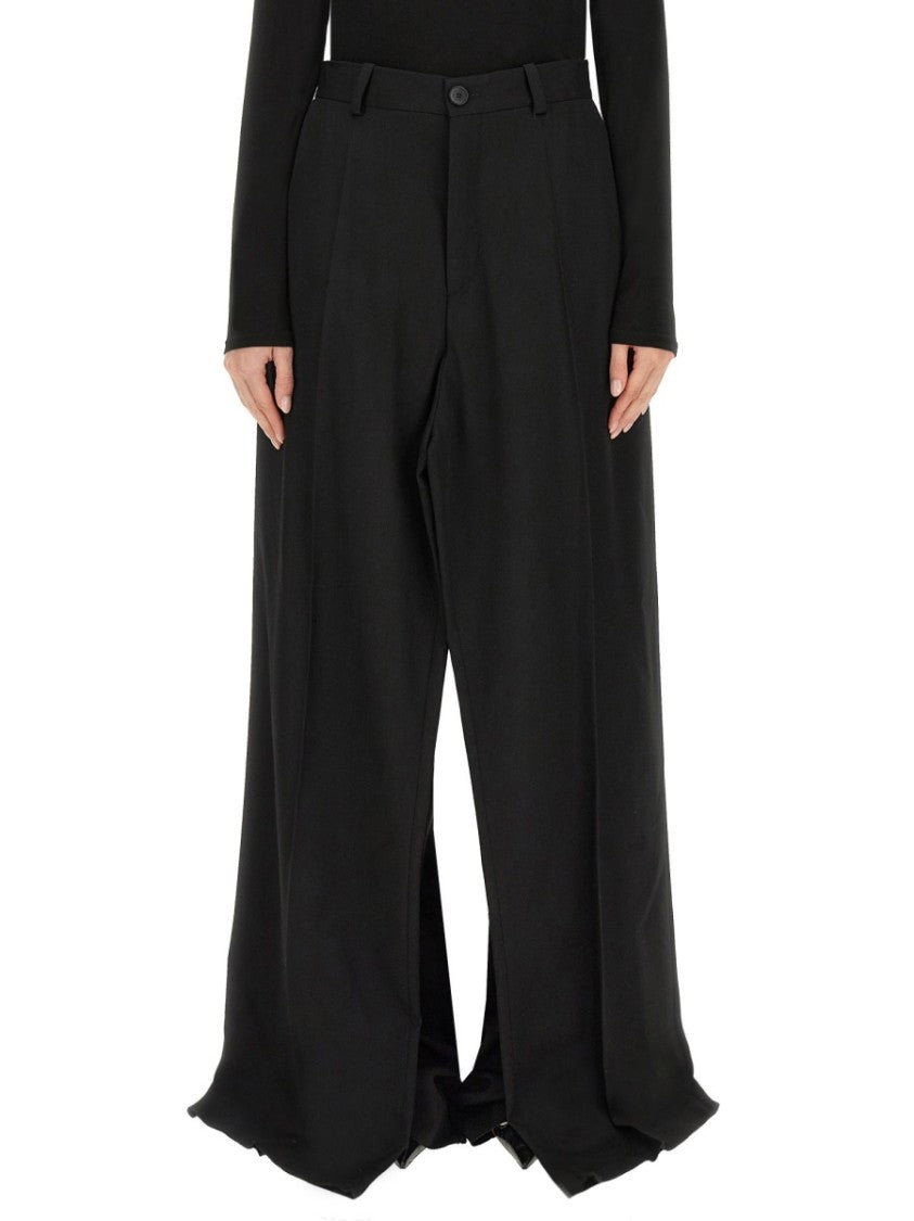 Balenciaga Tailored Double Front Wool Pants With Structured Silhouette