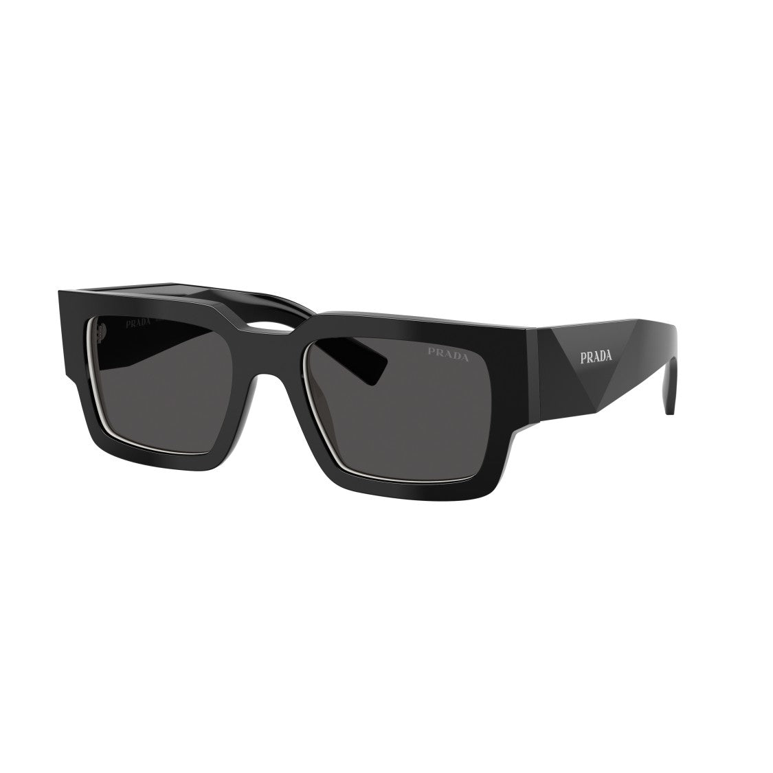 Prada 0Pr B17s Rectangular Black Acetate Sunglasses