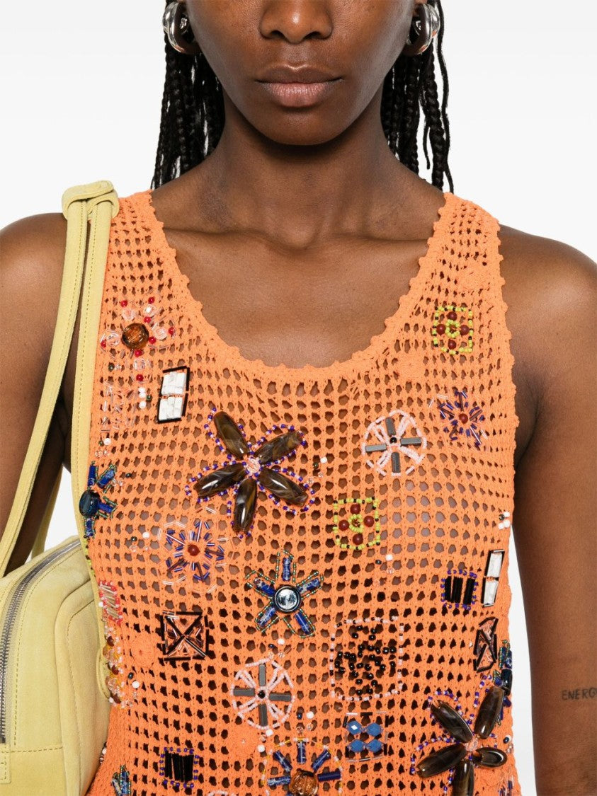Kenzo Burnt Orange Sleeveless Scoop Neck Top