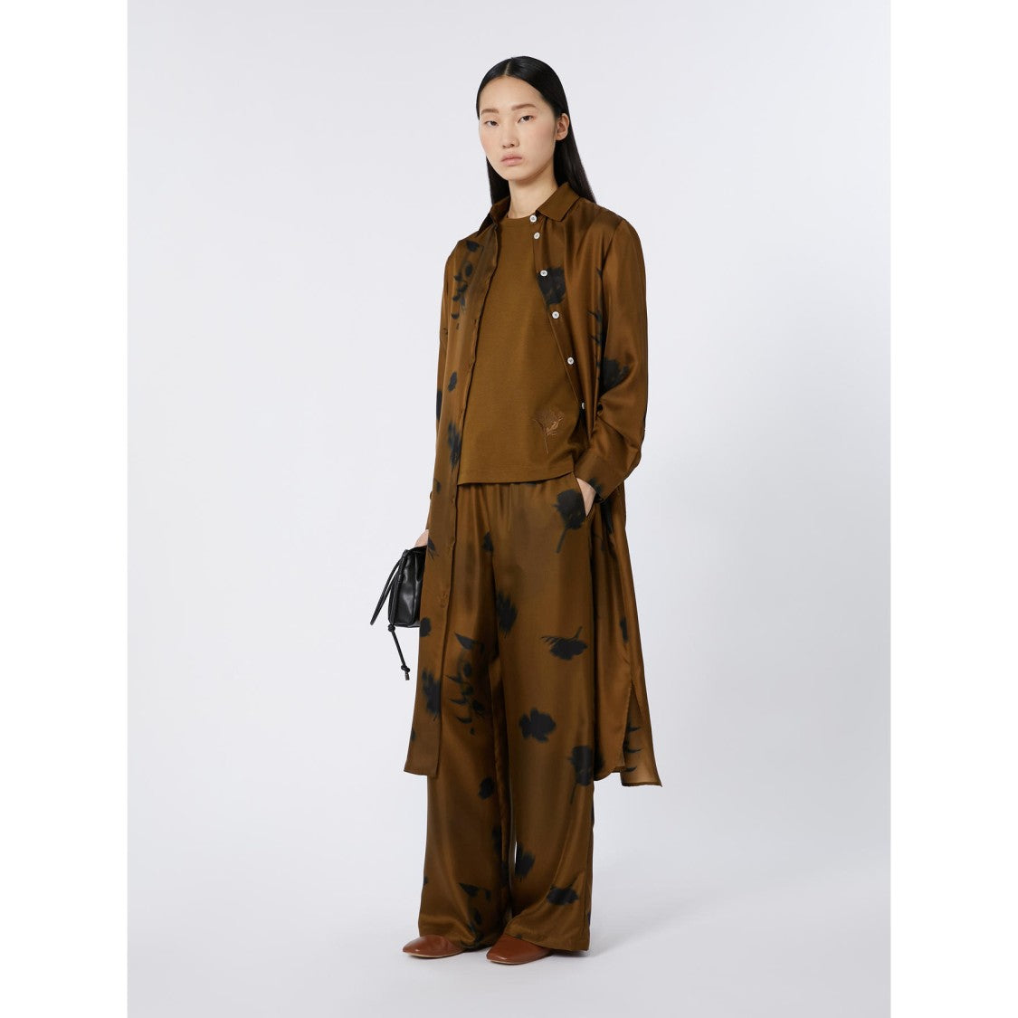 Max Mara Silk Midi Dress With Classic Shirt Collar