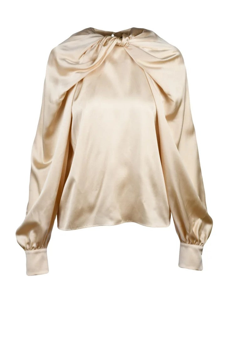 Max Mara Key Satin Blouse Silk - Beige