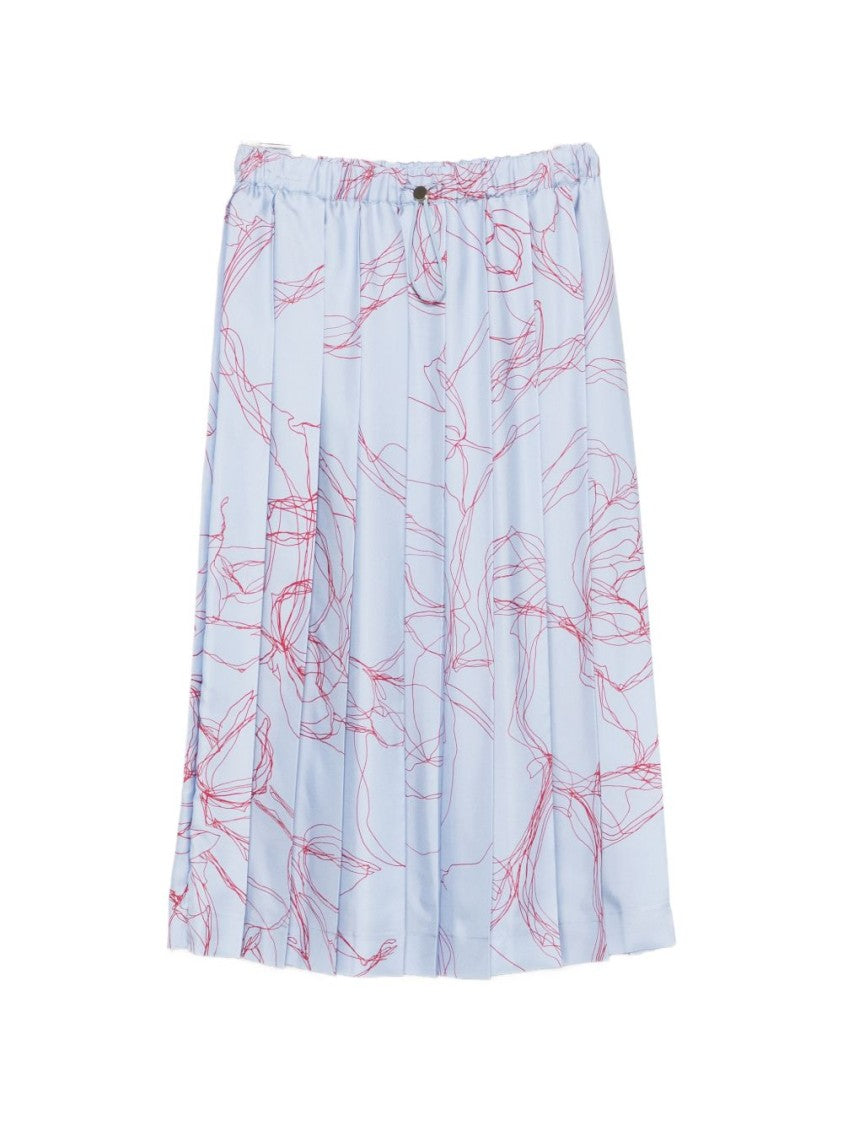 Fabiana Filippi Pleated Abstract Pattern Midi Skirt