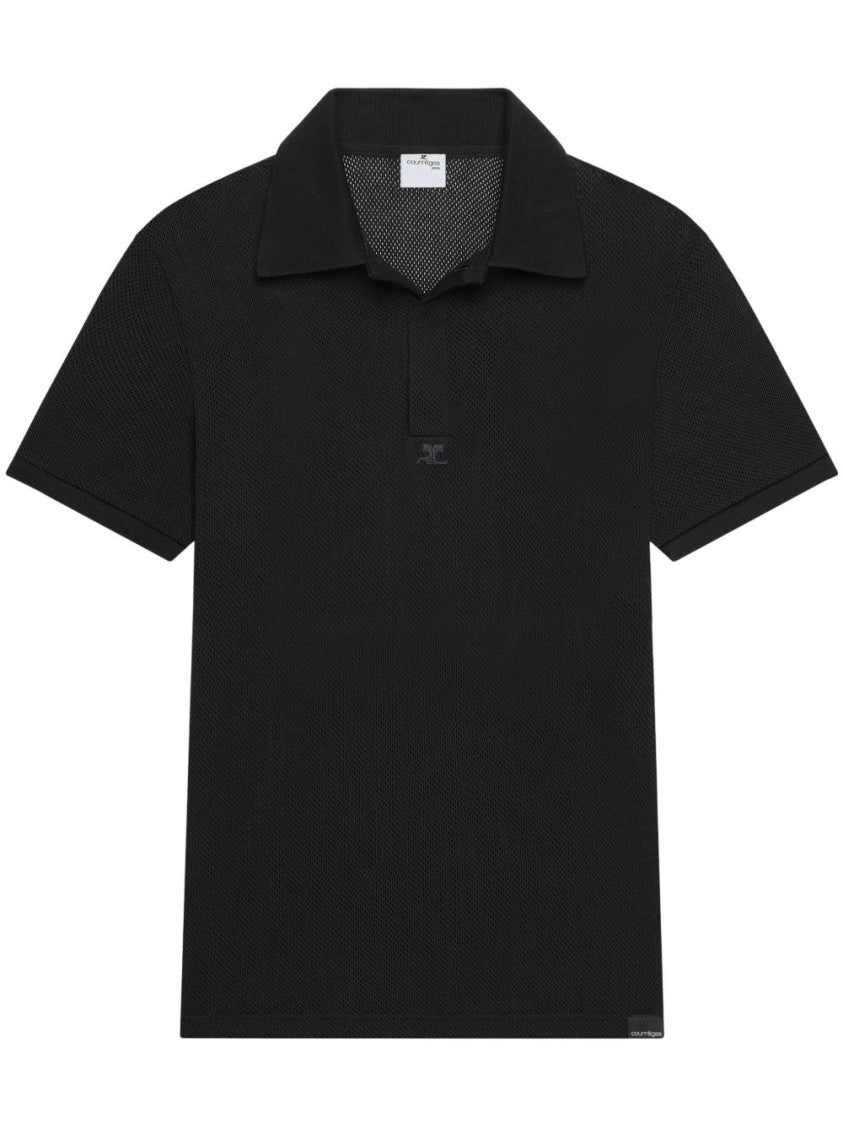 Courrèges Textured Knit Polo Shirt With Traditional Collar