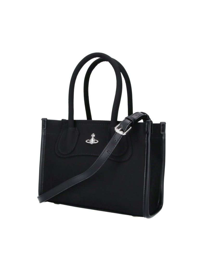 Vivienne Westwood Troy Small Orb Black Tote Bag