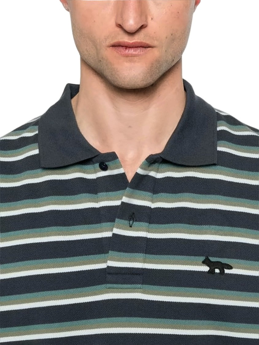 Maison Kitsuné Horizontal Striped Polo Shirt With Classic Collar
