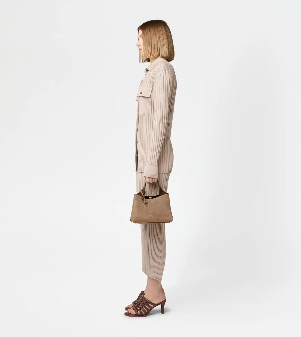 Tod's Structured Suede Shoulder Bag With Embossed Logo