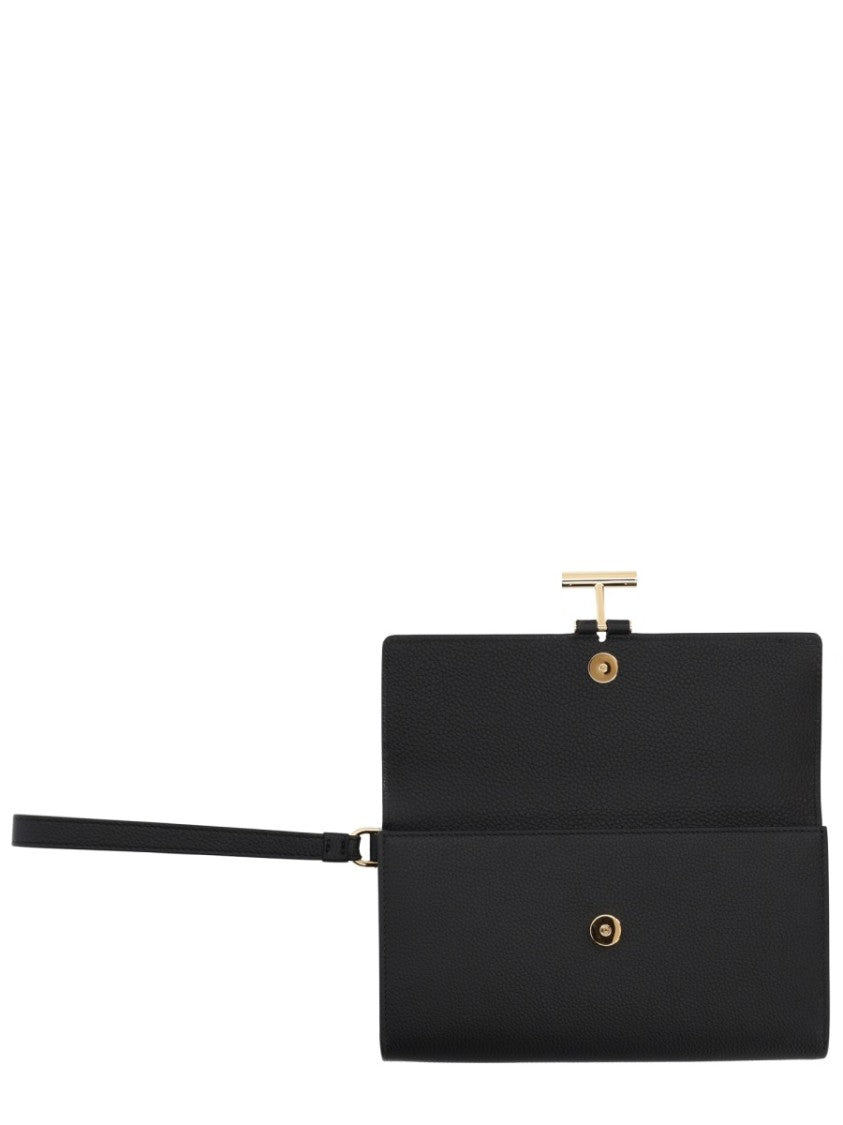 Tom Ford Tara Leather Minimalist Clasp Clutch