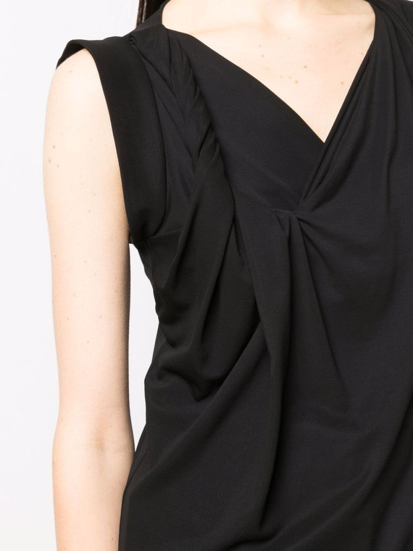 Alberta Ferretti Black Top Draped Viscose Top