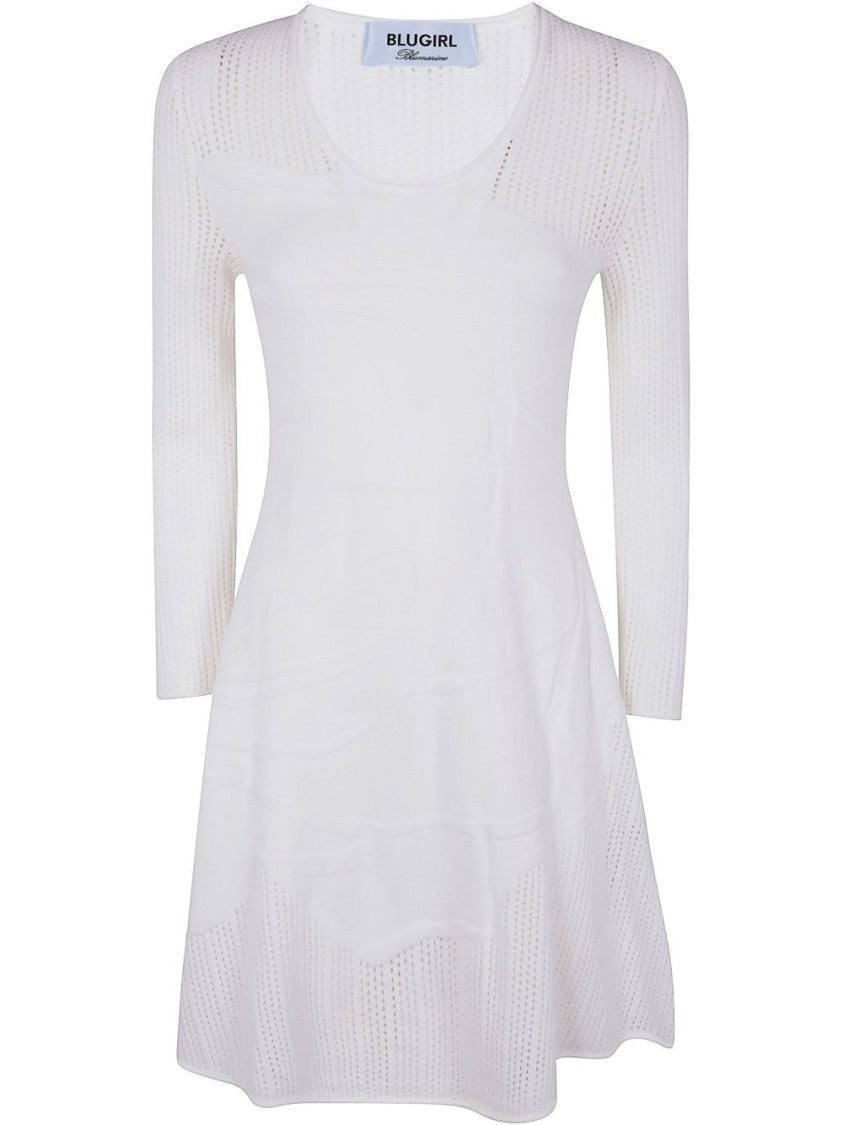 Blugirl Knit Dress With Scoop Neckline And Three-Quarter Sleeves