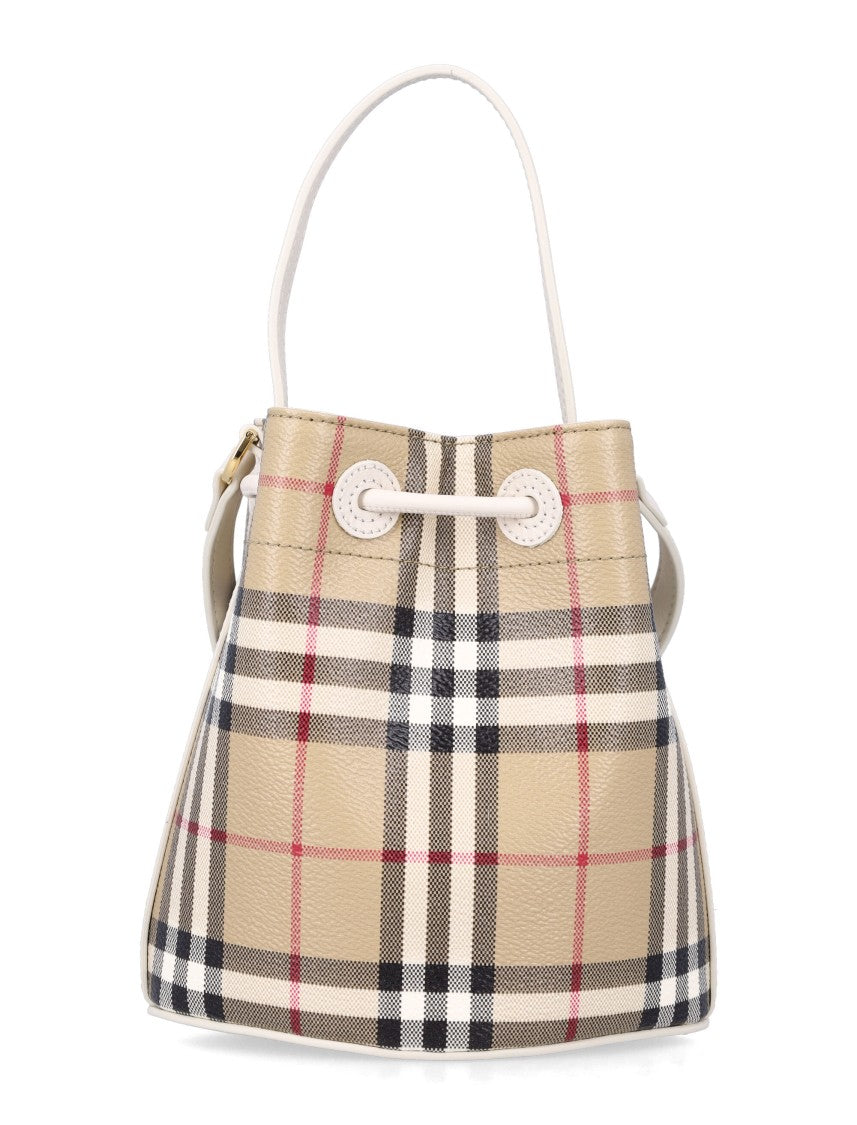 Burberry Check Patterned Coated Cotton Bucket Bag
