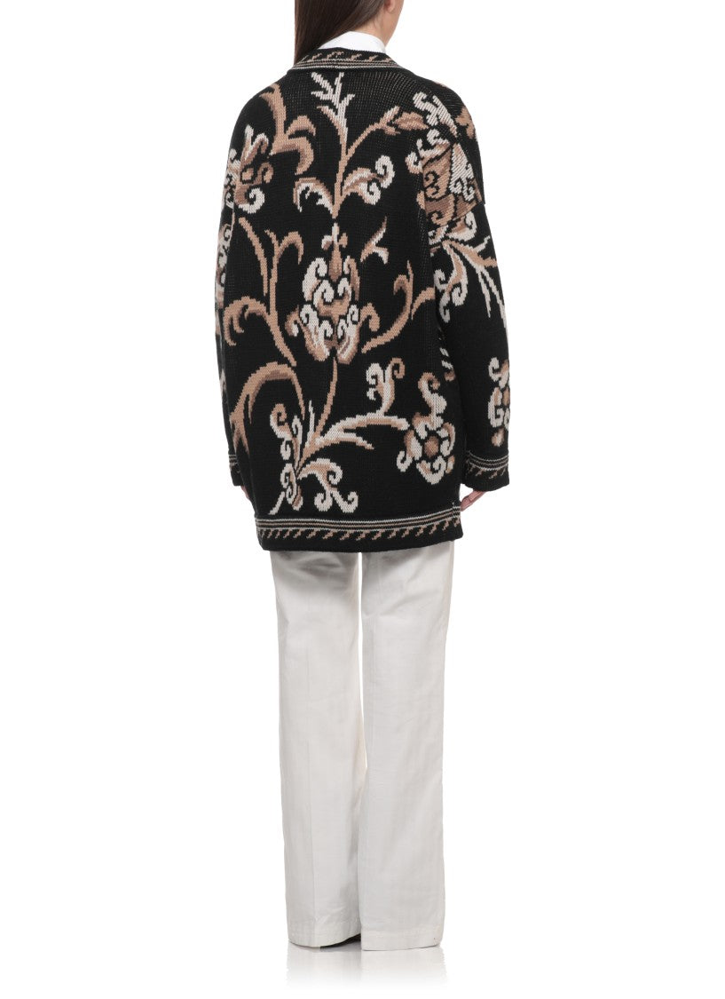 Etro Wool Cardigan With Intricate Motifs And Button Closure