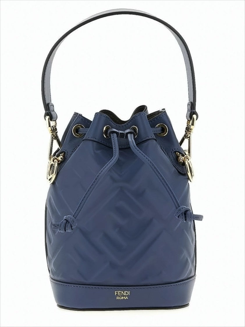 Fendi Quilted Leather Bucket Shoulder Bag With Drawstring Closure